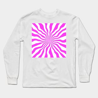 Hot Pink Stripes and White Stripes Long Sleeve T-Shirt